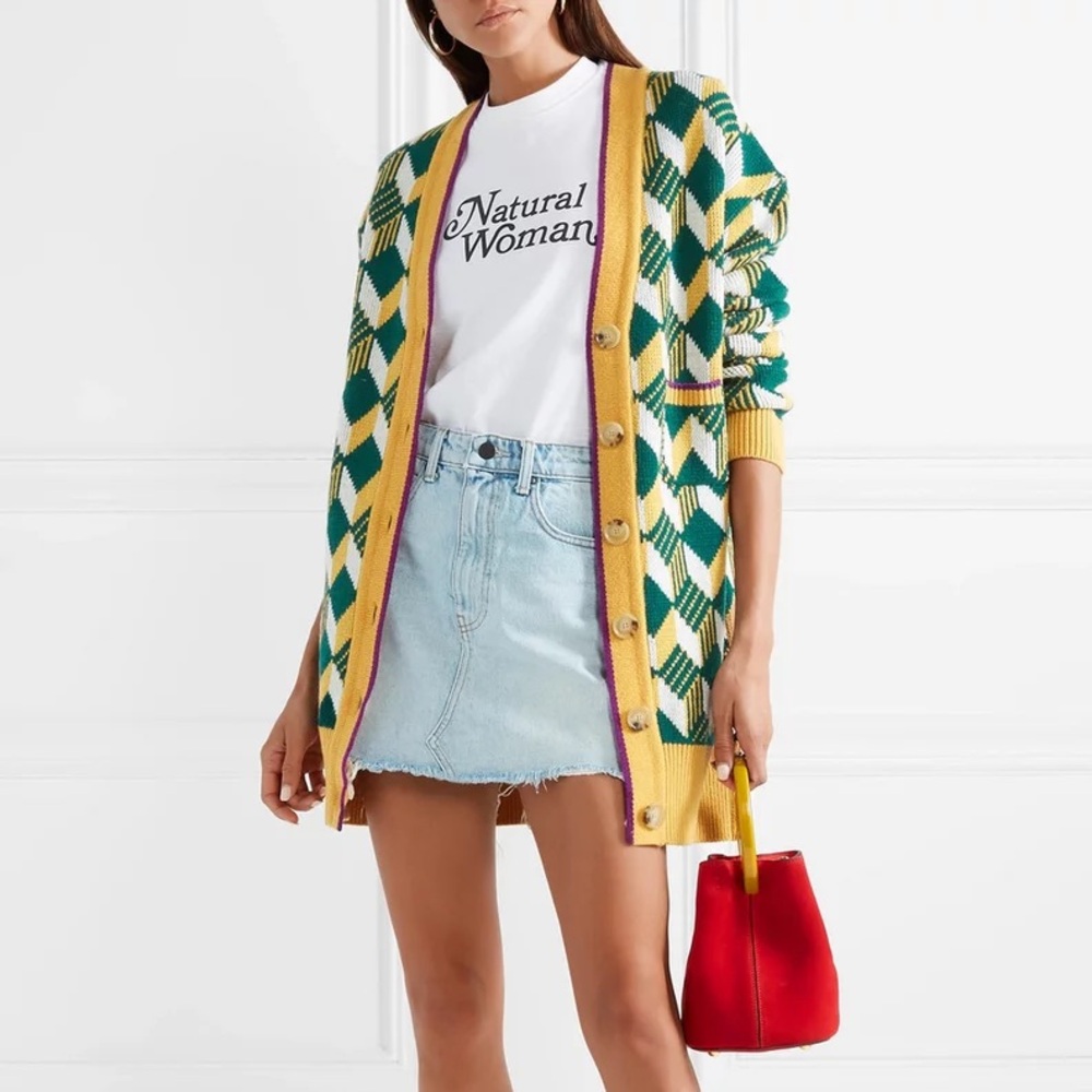Alexa Chung Jacquard Cardigan in Yellow